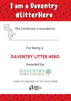 A4 certificate for Litter Heroes