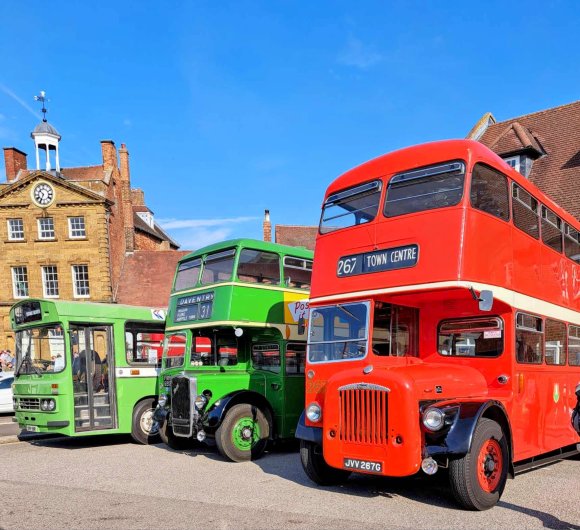 Heritage buses in Market Square