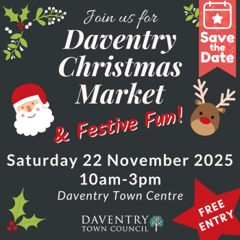 Daventry Christmas Market and Festive Fun Saturday 27th November 10am to 3pm poster